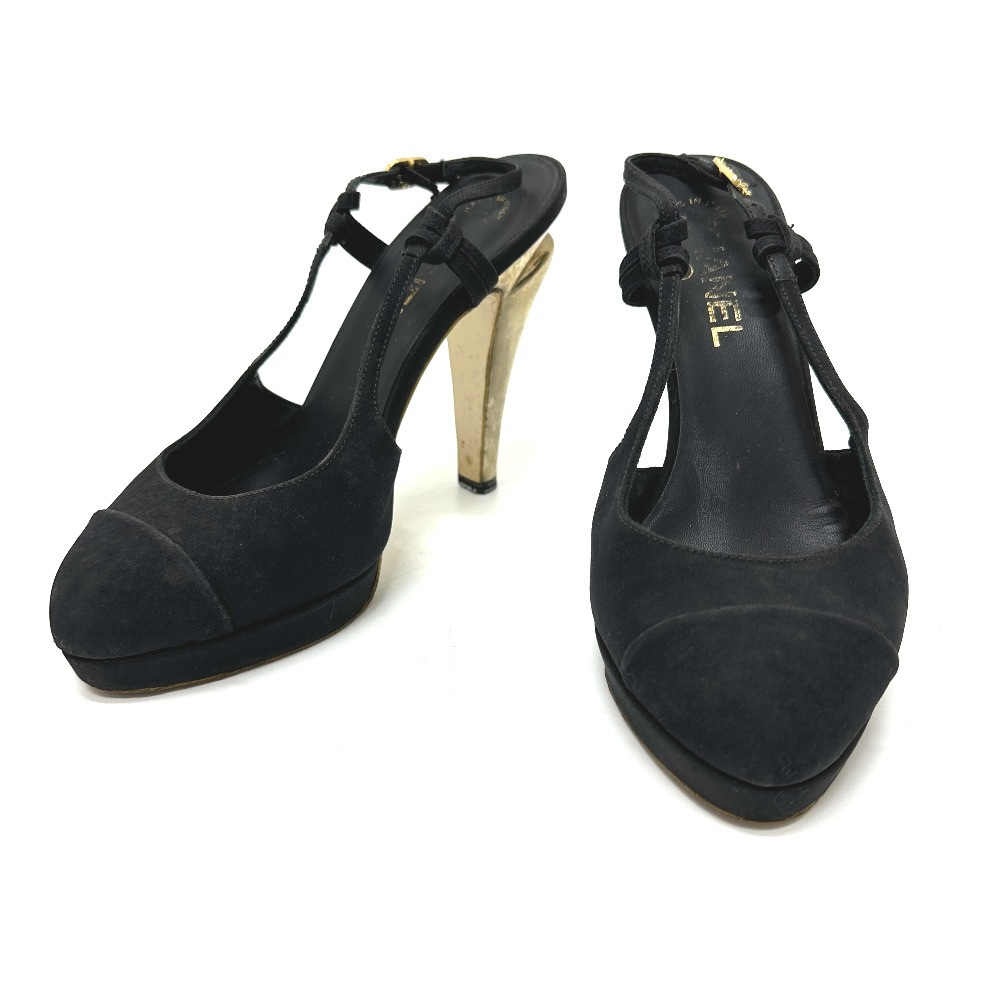 サンダル 靴 ハイヒール ラウンドトゥ バックストラップパンプス ストラップ キャンバス ブラック