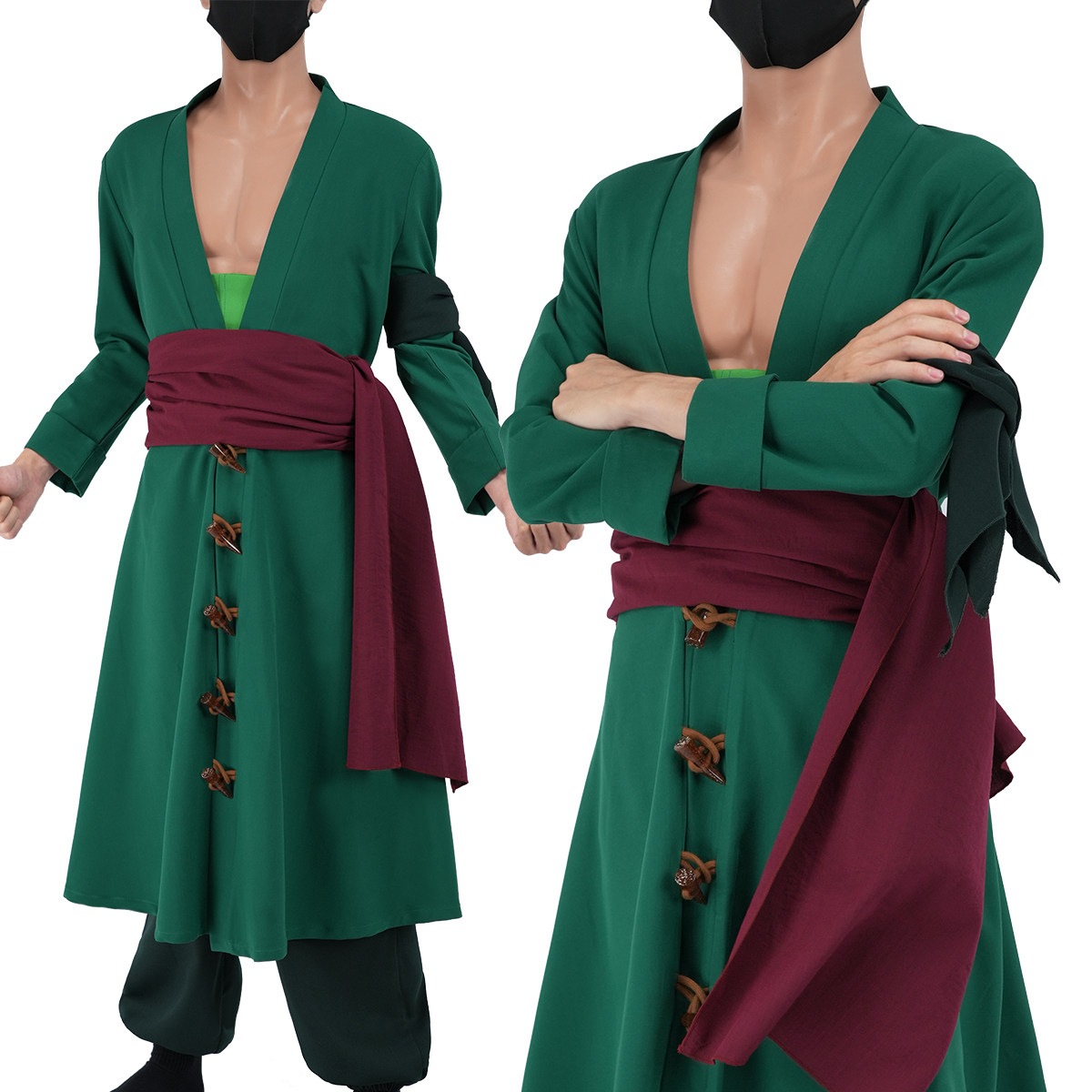 [2026 新作]HOLOUNCOSER ワンピース ロロノア・ゾロ 2年後 コスプレ 衣装 剣豪 ハラマキ付 長袖 C服 フルセット 上下セット 仮装 ハロウィン アニメ
