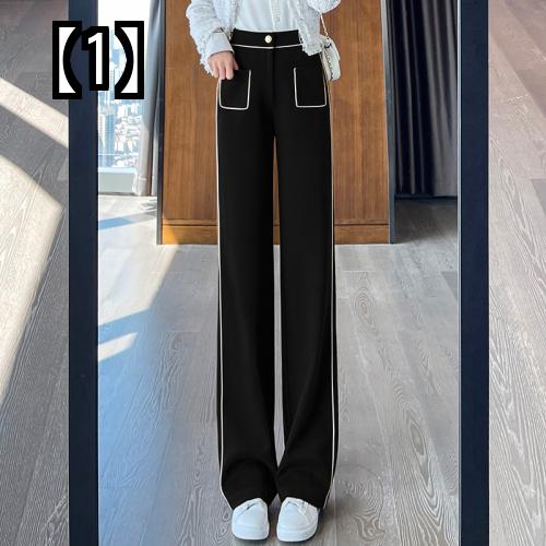 パンツ レディース 秋冬 ウール ワイド レッグ ハイウエスト ドレープ カジュアル 2022 厚手 ベージュ ストレート 黒 クリーミーホワイト モカブラウン