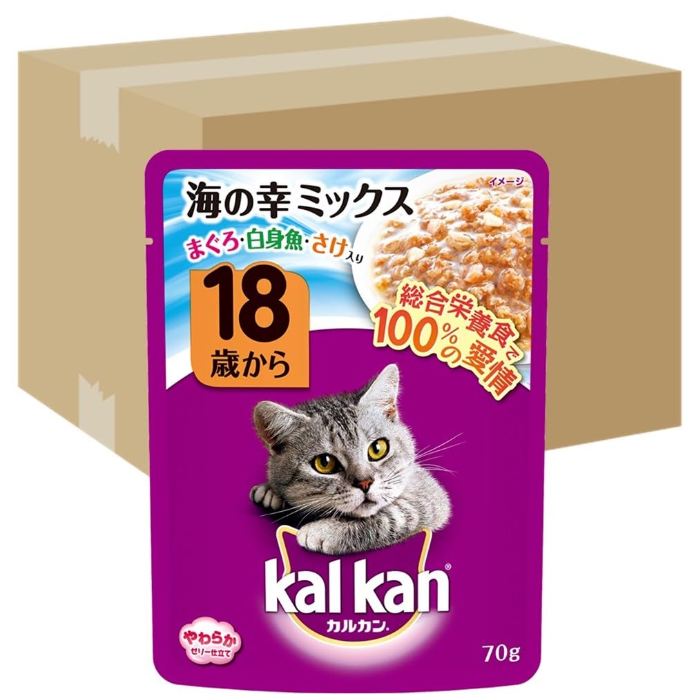 カルカン パウチ 18歳から キャットフード 海の幸ミックス お魚ミックス まぐろとかつお 高齢猫用 70g×160袋 (ケース販売)