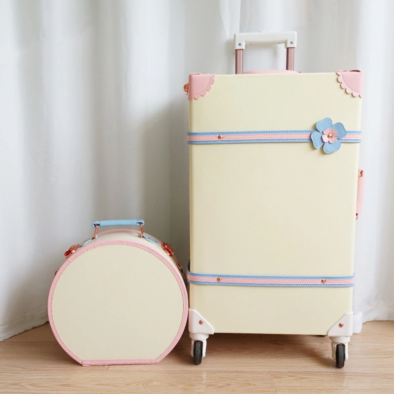スーツケース キャリーケース 修学旅行 トランク 男性と女性のためのスーツケーストロリーケース14インチポータブルレトロなスーツケース トランクケース キ
