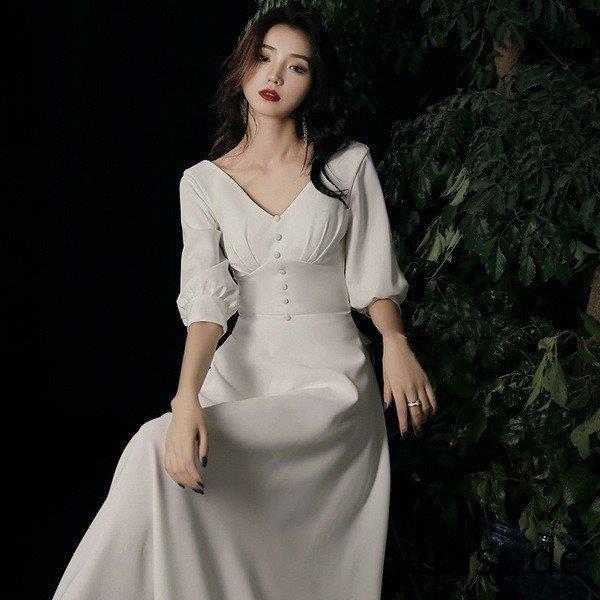 2021春パーティードレス 姫系 セクシーV襟 露背 花嫁ロングドレス お呼ばれ 結婚式 誕生日 二次会 エレガント 演奏会 卒業式 挙式hs5252