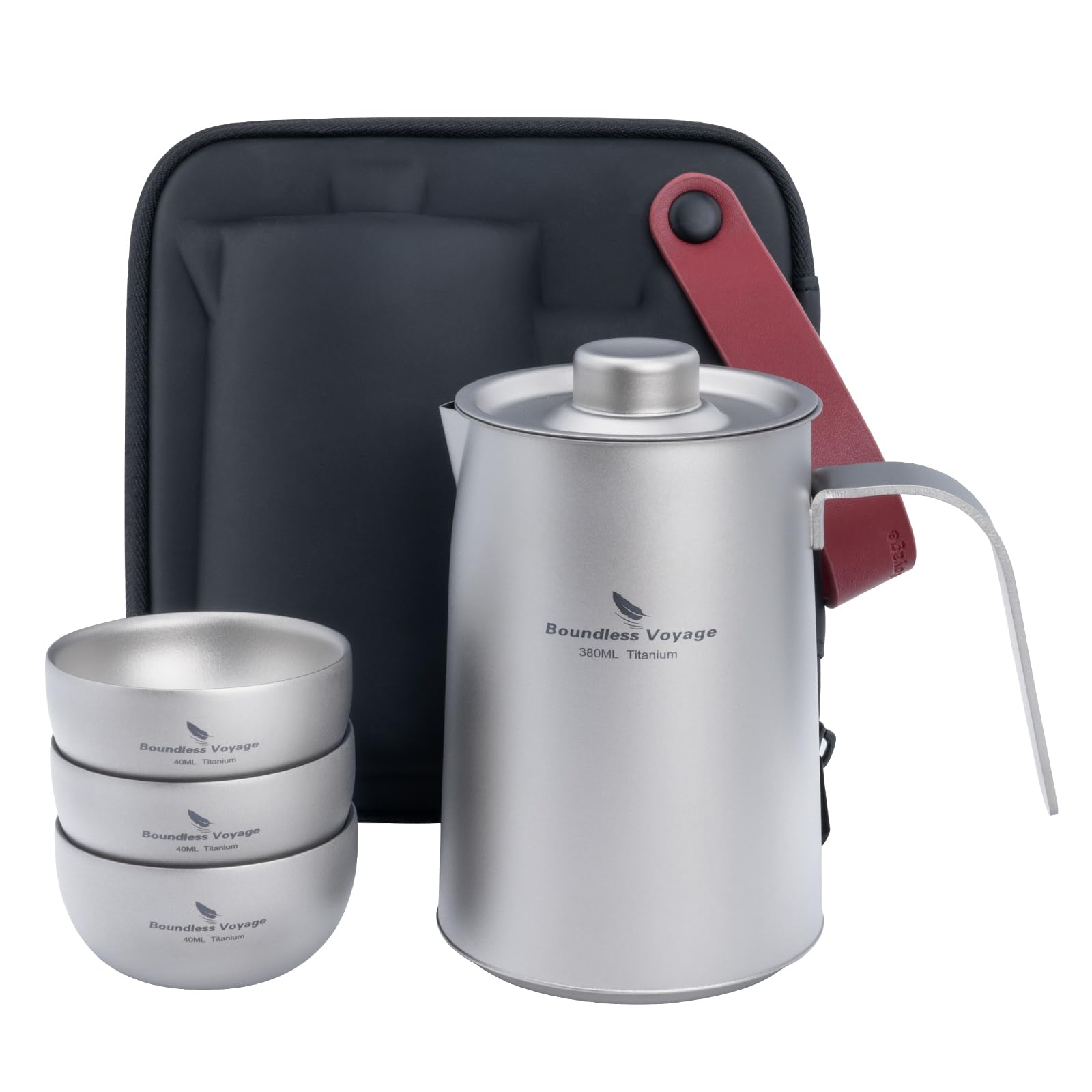 Boundless Voyage チタン 急須湯呑みセット 茶こし付き 380ml ティーカップセット 中国茶器 軽量 割れない 急須 おしゃれ 茶器セット コンパクト 茶具 旅行ティーセット 携帯用