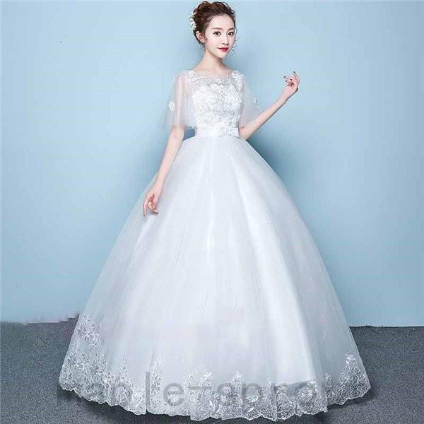 激安 超人気 ウェディングドレス aライン 花柄 レース 二次会 シンプル マキシ デザイン 花嫁 披露宴 ブライダル 結婚式 ロングドレス 演奏会