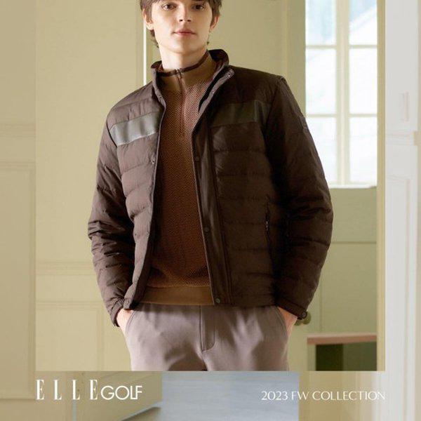 レザー配色ポイント軽量ダウンジャンパー-6J72001_IC