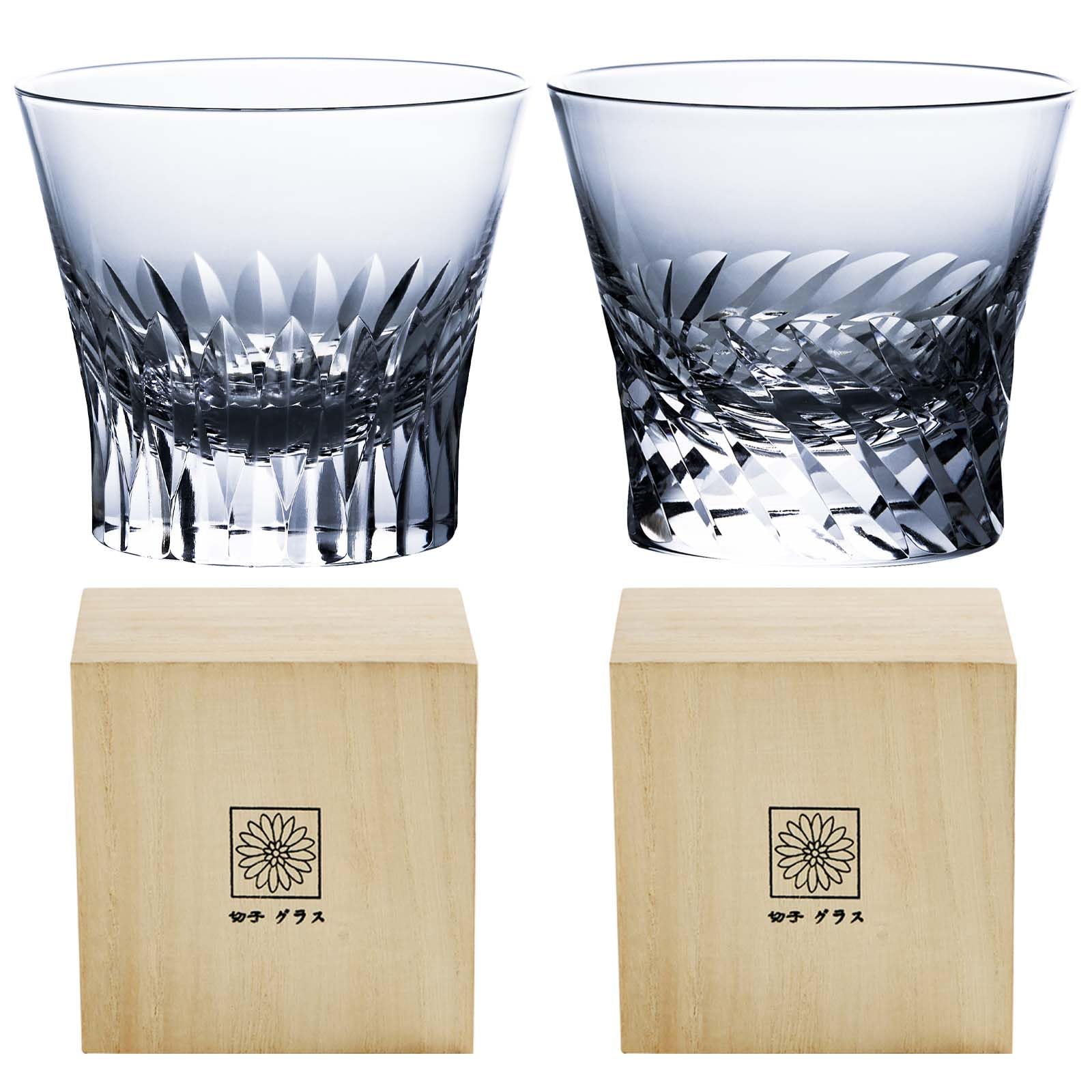 ウイスキーグラス ロックグラス クリスタル 切子 ペア 上品 高級 職人手作り 桐箱入り 日本酒 冷酒 梅酒 ビール ウイスキー グラス 焼酎グラス お酒 お祝い 還暦祝い 結婚祝い 母の日 父の日