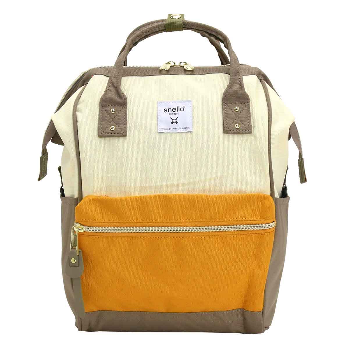 アネロ 口金 リュック (S)/ A4 口金/撥水/多収納/PC収納 CROSS BOTTLE ATB0197Z アイボリー×マスタード