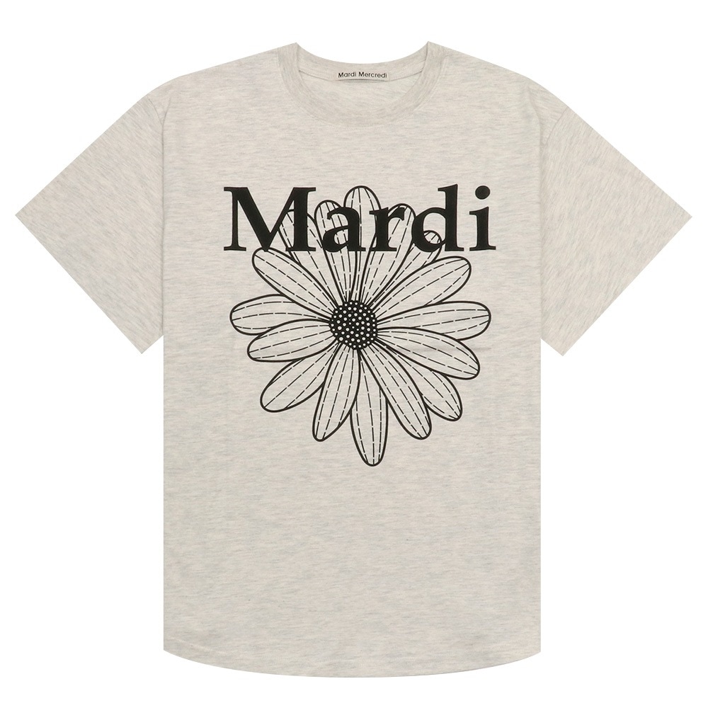 Tシャツ TSHIRT FLOWERMARDI OATMEAL BLACK 半袖 レディース 韓国 ファッション アパレル