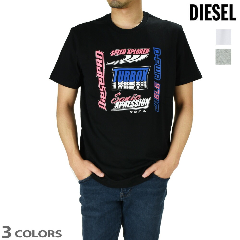 ディーゼル Tシャツ メンズ カットソー 半袖 クルーネック ブラック ホワイト グレー DIESEL T-DIEGOS-K38[a023770aaxj] 4,601円