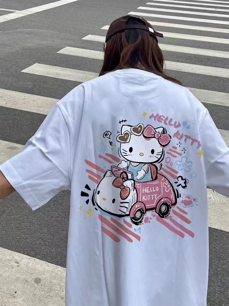 8.女性用ハローキティ純綿半袖tシャツ夏ゆったり半袖トップス