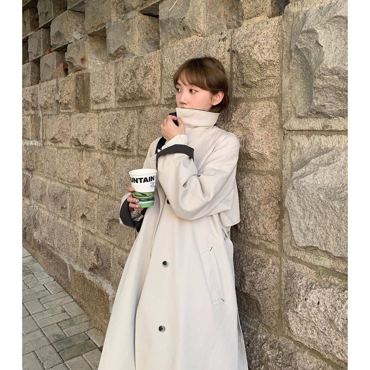 レトロ英国風ウインドブレーカージャケット女性用2024秋韓国の雰囲気と気質トップス