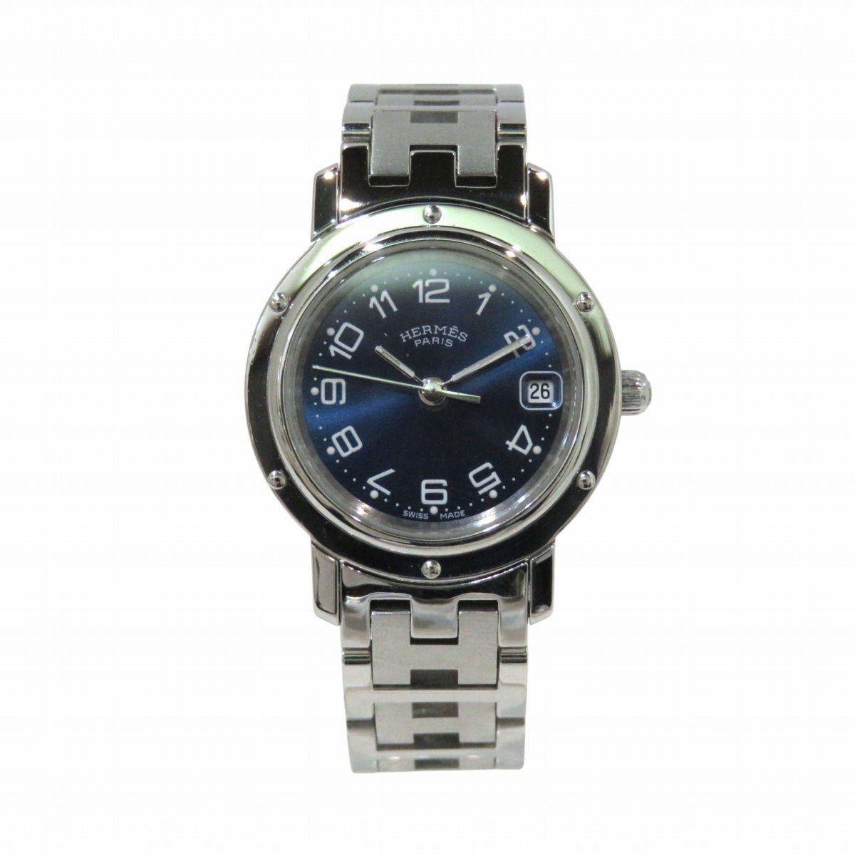 エルメス 腕時計 クリッパー SS クオーツ ブルー文字盤 CL4.210 レディース 中古