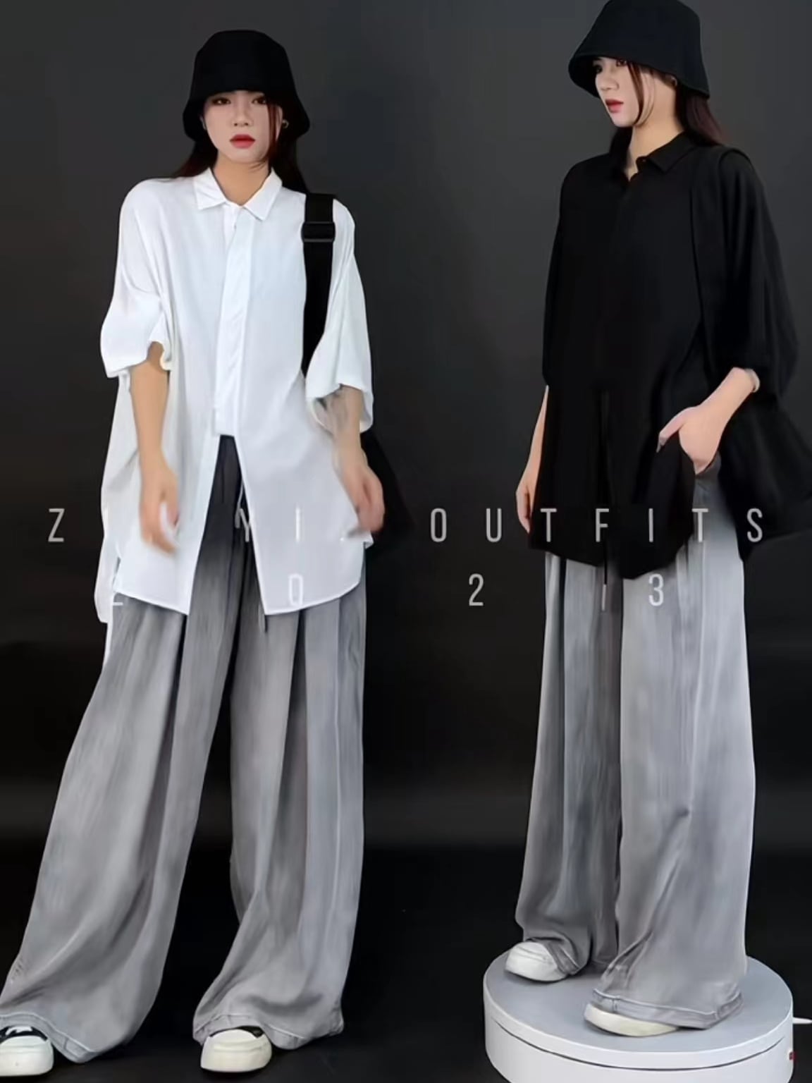 夏服の新モデルは痩せて見えるデザインシャツ女性はグラデーションワイド薄手のジーンズの2点セットが潮です