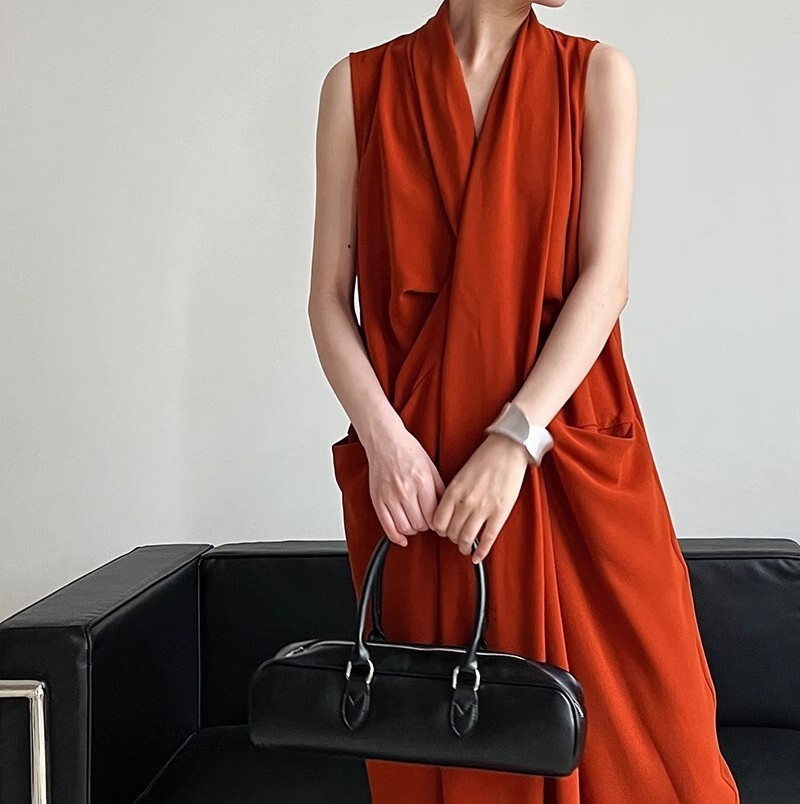 ドレス ワンピース パーティー 演奏会 発表会 ステージ 舞台 衣装 演劇 ロング マキシ ノースリーブ Vネック アシンメトリー ストレート Iライン スリット 可愛い シンプル 大人可愛い