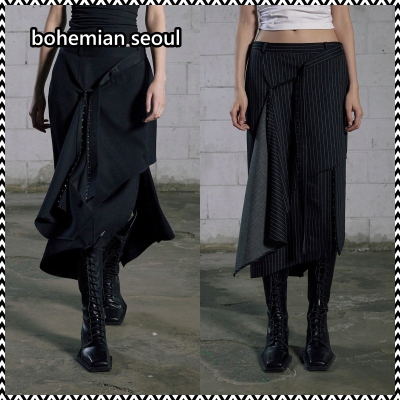 bohemian seoul UNBALANCED DRAPE SKIRT