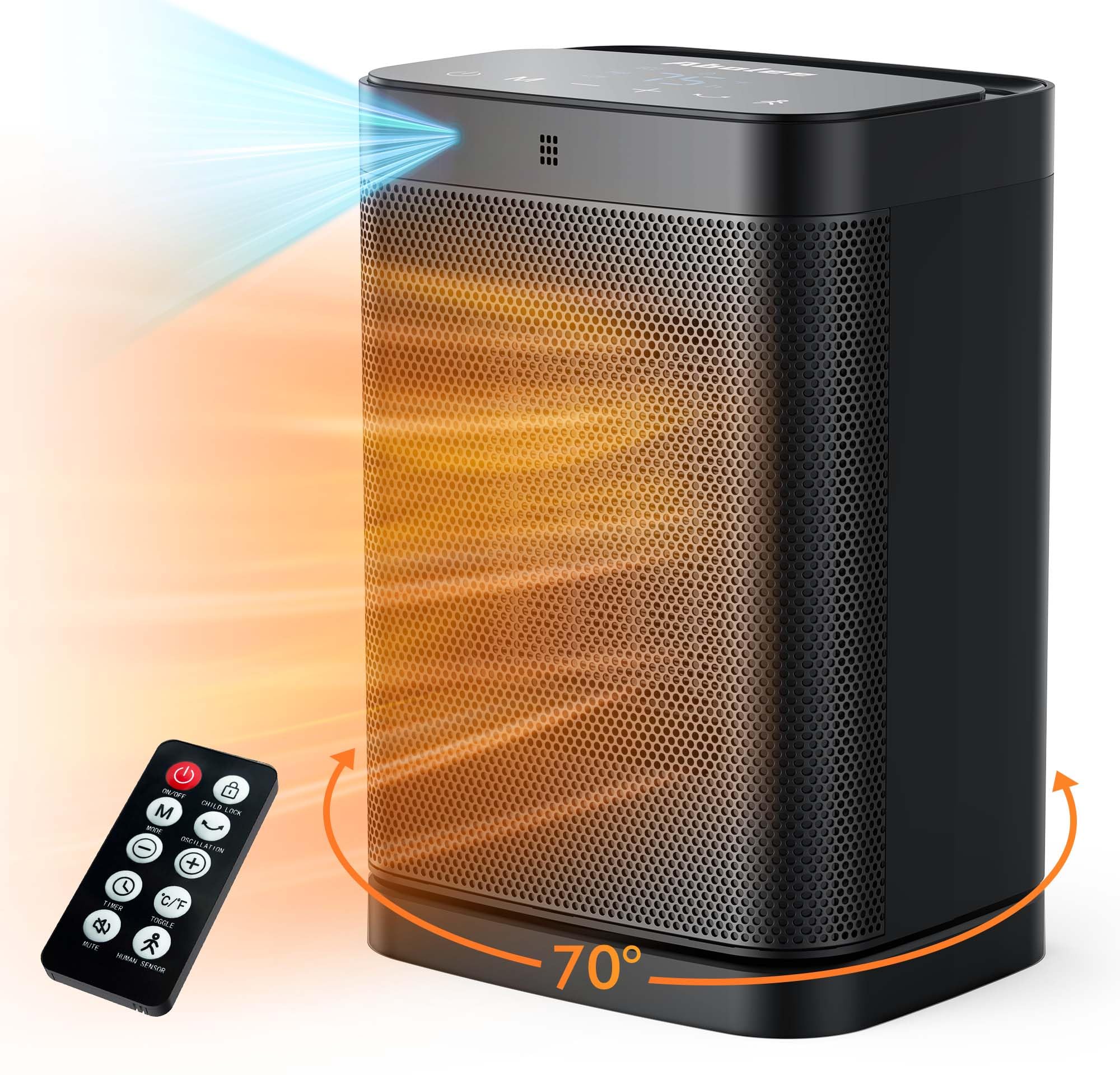 年最新型 セラミックヒーター 人感センサー 電気ストーブ 暖房器具 ヒーター 小型 電気 ファンヒーター 省エネ ECO知能恒温 足元ヒーター 12時間タイマー 節電対策 70首 94199