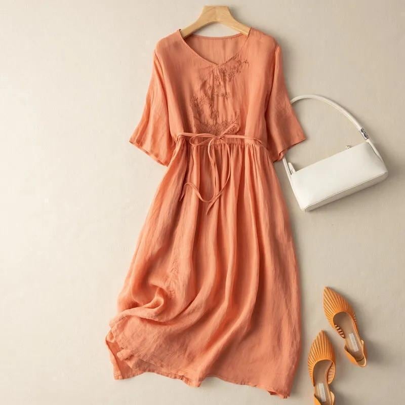 ワンピース レディース ワンピ ロングワンピース 花柄 刺繍 大きいサイズ 体型カバー 新作 結婚式ドレス 大人 きれいめ 半袖 女性 春夏 マキシ