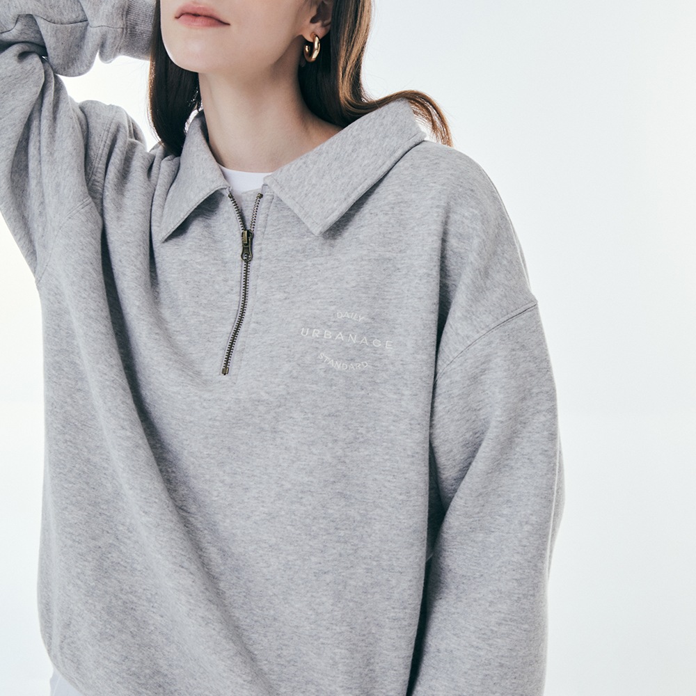 Daily standard half zip-up (Melange Gray)