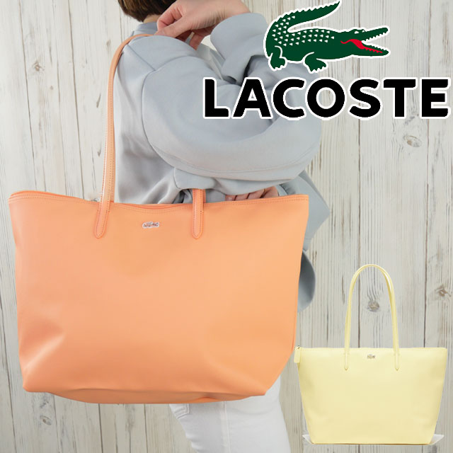 ラコステLACOSTE バッグ レディース NF1888 L.12.12 プチピケ ラージ トートバッグ ショルダーバッグ 肩掛け 通勤 ショッピング ロゴ シンプル ワニ 鰐 黄色 オレンジ