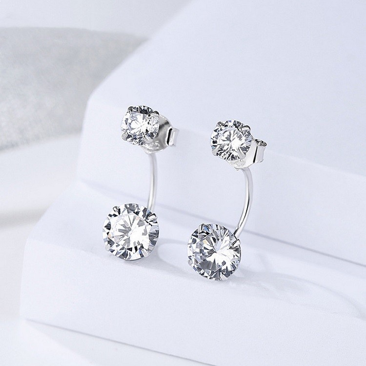 母の日 ピアス レディース バックキャッチ 大粒 計3.4カラット/プラチナ仕上げ シルバー925/女性 彼女 妻 嫁 誕生日 記念日 ジュエリー