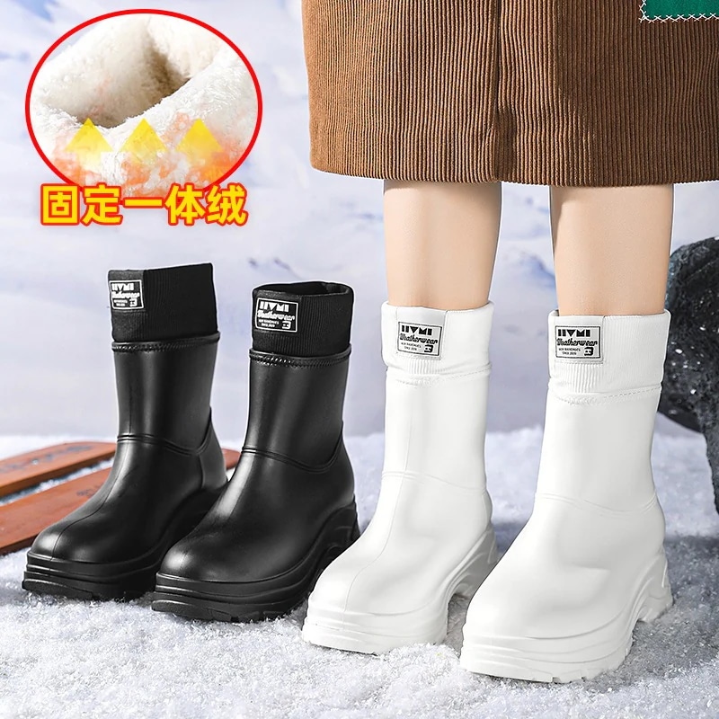 【20点セット】メガ割中折れレインシューズ レディース パッド付き暖かいゴム靴 滑り止め 防水靴 ファッション アウトドア セット シューズ レインブーツ