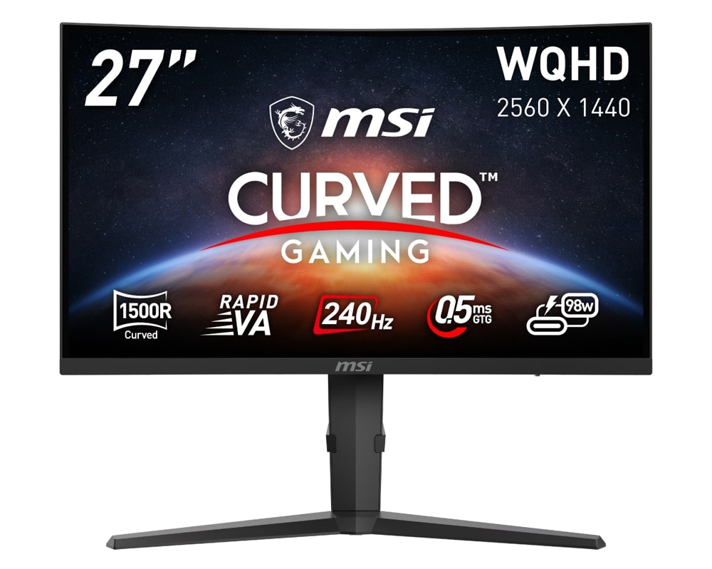 MSIエムエスアイ ゲーミング液晶ディスプレイ(27型/曲面型/RAPID VA/WQHD 2560×1440/240Hz/0.5ms/HDR400/HDMI2.0b/DP1.4a/USB TYPE