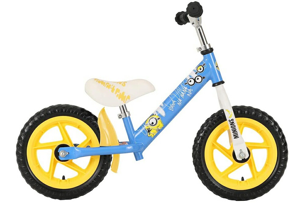 レビュー投稿で選べるプレゼント！／ ファーストバイク 子供用 キックバイク ペダルなし 2歳 3歳 4歳 5歳 ミニオンズ 12インチ かわいい かっこいい ブルー イエロー 男の子 女の子 泥除け