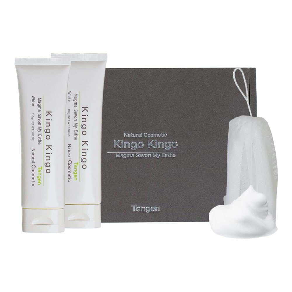 kingo kingo (きんごきんご) 洗顔用クリームソープ 110g 2本セット (約180回分) 専用ネット付き 濃密泡 洗顔フォーム 無添加 パック クレイ洗顔 毛穴 洗顔料 保湿 スキンケア