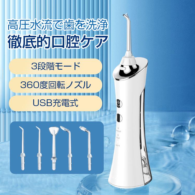 2022年最新版 口腔洗浄器 ジェットウォッシャー 口腔洗浄機 歯垢除去携帯型 歯周ポケット 歯垢除去 初心者向け 3段階モード IPX7防水 長時間 USB充電式