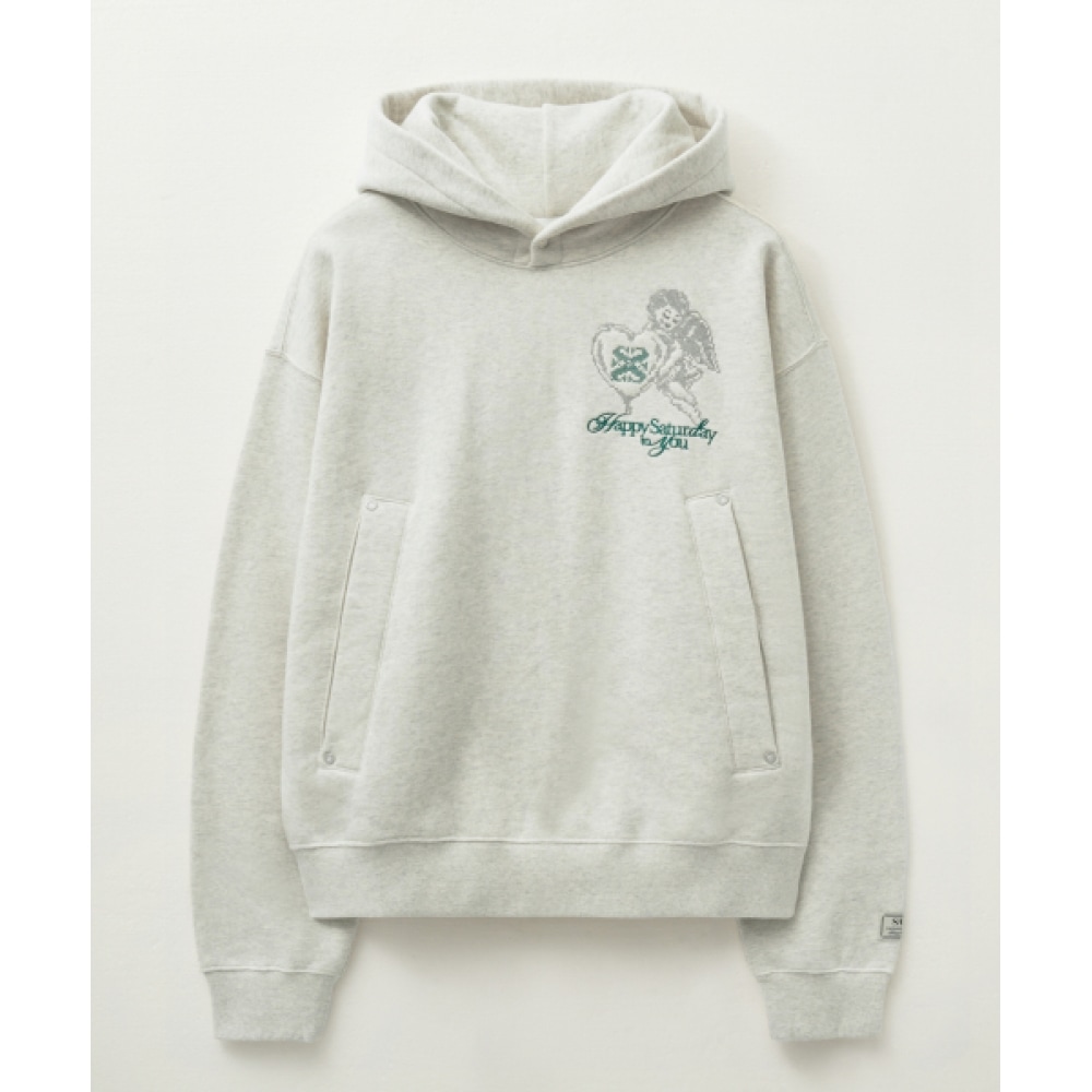 SATUR エンジェルクロスステッチ起毛フード付き T シャツメランジアイボリー 16,754円