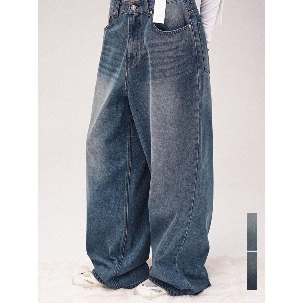 AVANDRESS ビンテージフロントウォッシュワイドデニムパンツ 2色