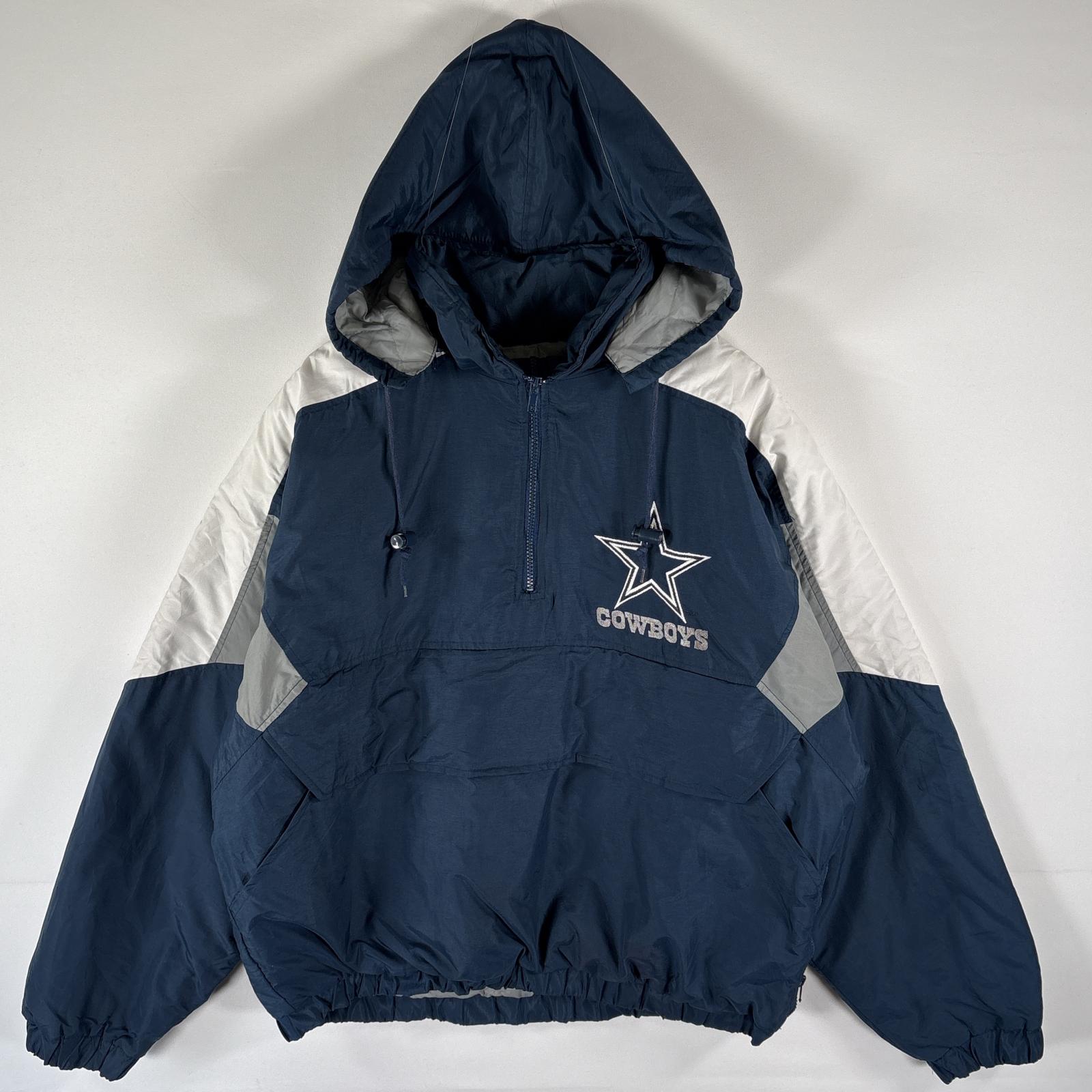 古着 チョークライン Chalk Line ナイロンジャケット 中綿ジャケット ハーフジップ NFL DALLAS COWBOYS ブルゾン L ネイビー メンズ