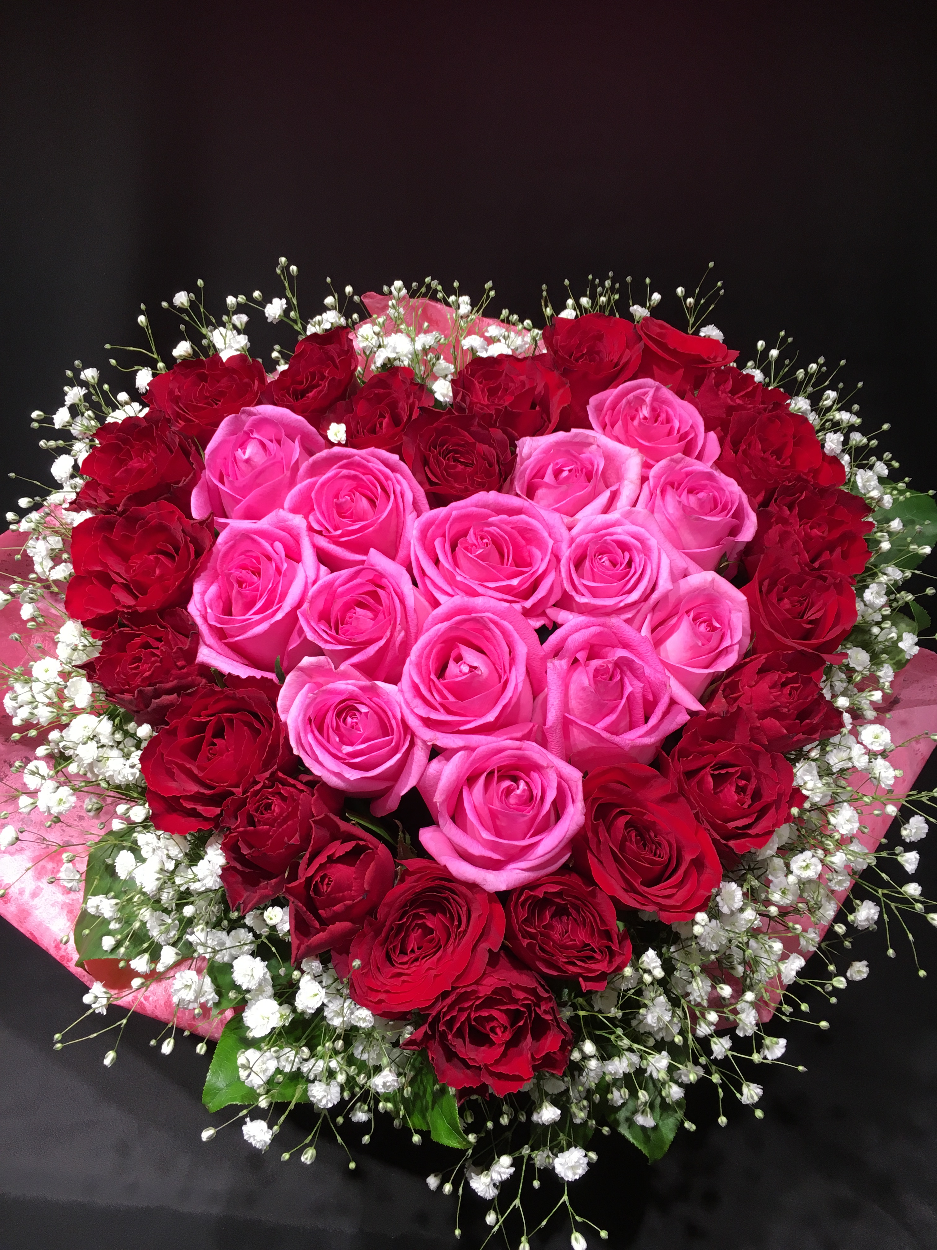 商品ID 5987 ハートアレンジ　赤ピンク系 16,500円