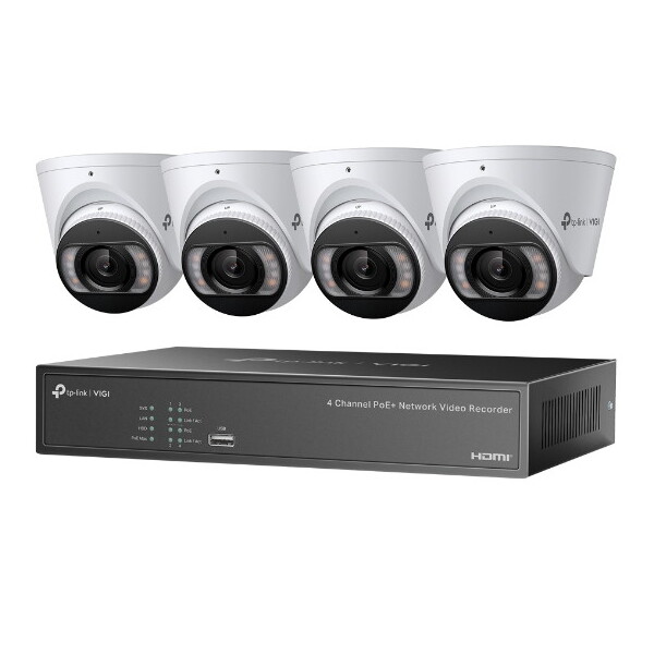 VIGI NK4P-T4425-2T VIGI 4MP フルカラー タレット型ネットワークカメラ & 4チャンネル PoE+ NVRキット