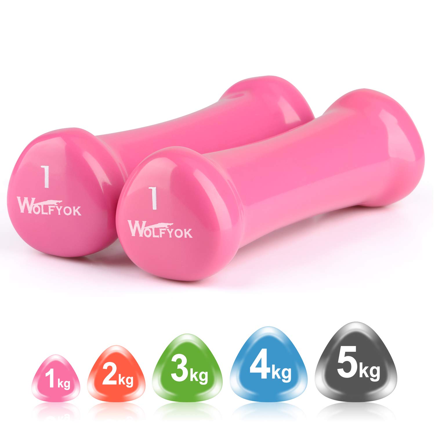 Wolfyok ダンベル 鉄アレイSGS認証済み-新型三角形仕様 2個セット 1kg/2kg/3kg/4kg/5kg ダンベルセット カラーダンベル 滑り止め 静音 PVCコーティング