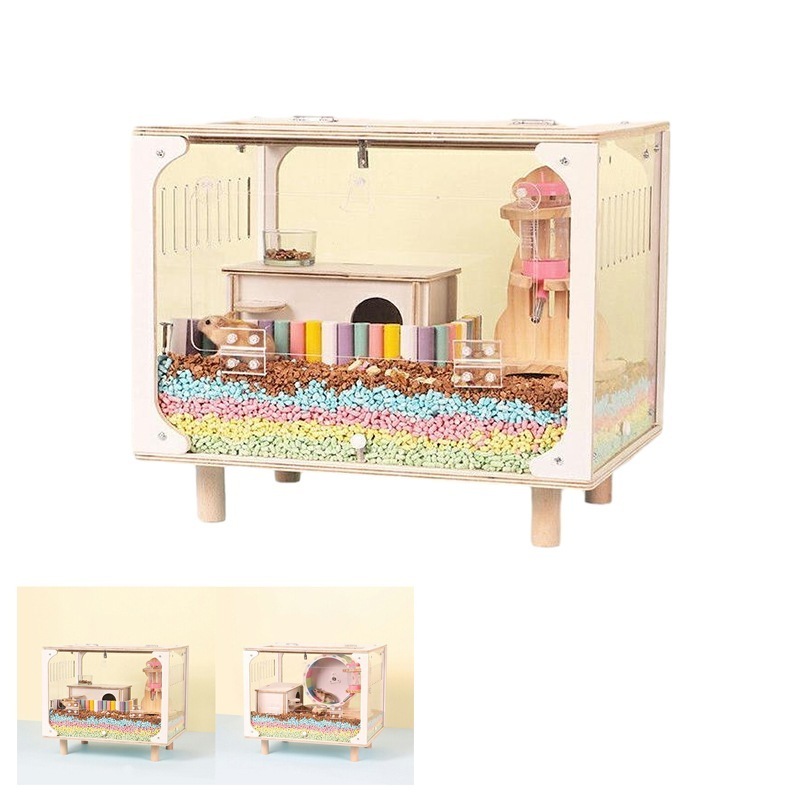 ハムスターケージ 飼育ケージ 大型サイズ クリアケージ 大きい 広い 全透明 2つ扉 一体成型 ハリネズミ ハムスター チンチラ シマリス デグー 小動物用ケージ 4030x36cm