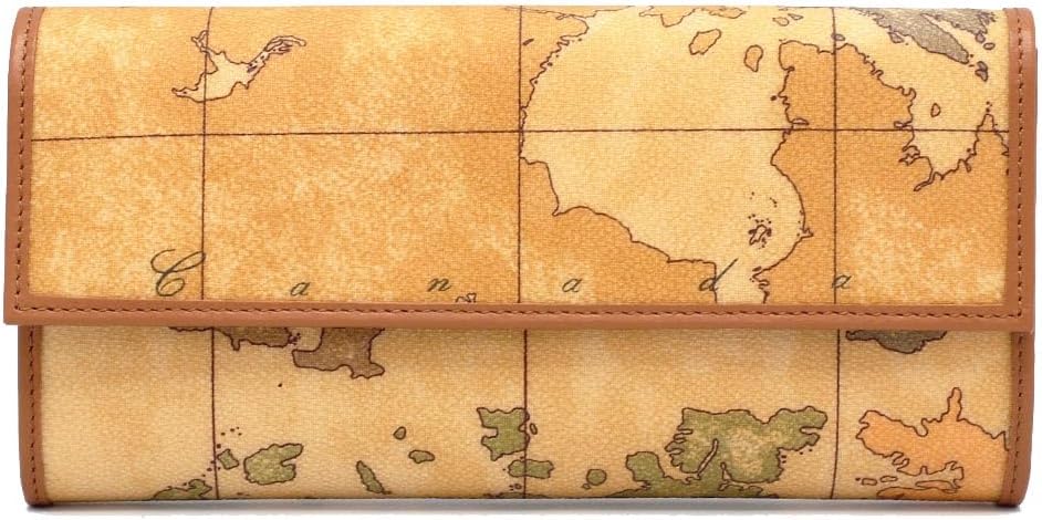 PRIMA CLASSE CW018-6000 LONG WALLET プリマクラッセ 小銭入付長財布 ベージュ（地図柄）/キャメル/ゴールド /裁断箇所により地図柄が異なり