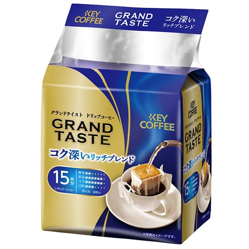 キーコーヒー ドリップバッグ グランドテイスト コク深いリッチブレンド (6g×15P)×6袋入