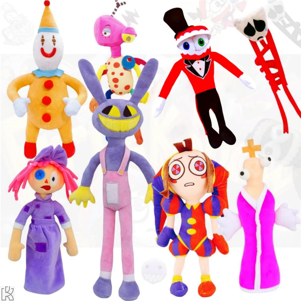 ファンタスティックデジタルサーカスぬいぐるみ 8点セット Jax名人団 Jaxと彼の友人コミックGameぬいぐるみ 12インチデジタルサーカスピエロkauffmoとpomni ステッカー50枚付き