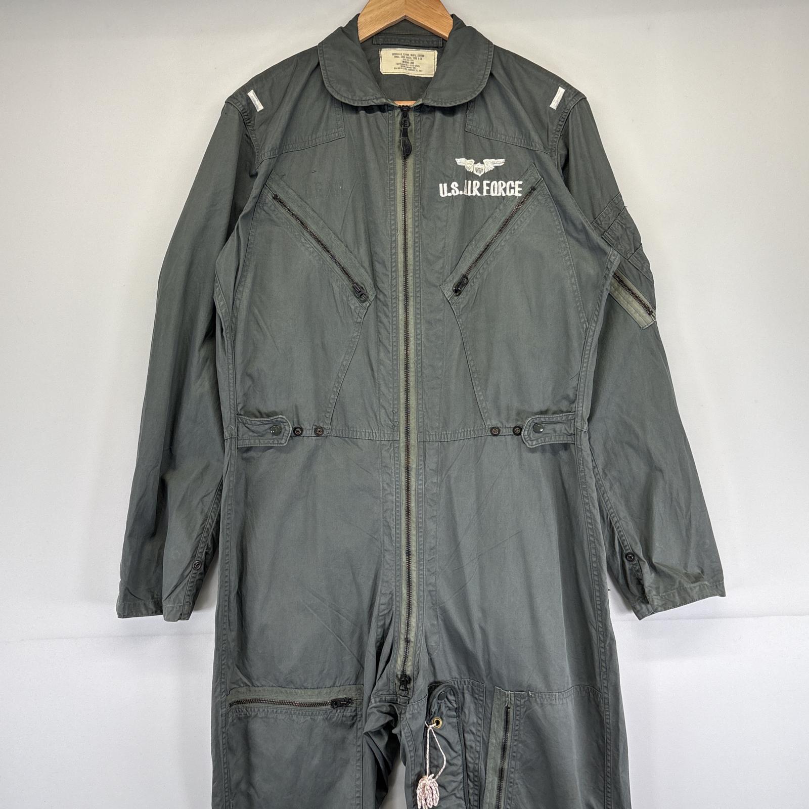 古着 60s/60年代 ヴィンテージ ミリタリー 長袖つなぎ K2B フライトジャンプスーツ 米軍実物 刺繍ロゴ USAF 1969年 MEDIUM LONG グリーン系 メンズ