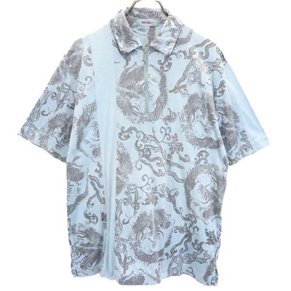 ゴルフ 日本製 半袖 ハーフジップ ポロシャツ 4 青系 GOLF メンズ