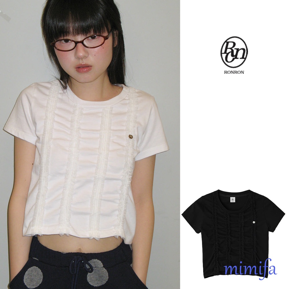 フリルライン ペンダント クロップドショートTシャツ 半袖