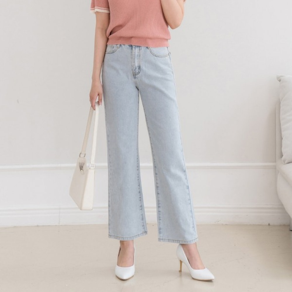 (ジンマニア) ボケライトブルーナンファンワイドデニムパンツ