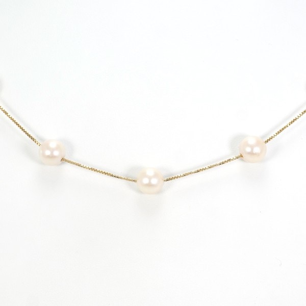 K18 18金 YG イエローゴールド ネックレス アコヤ真珠 カード鑑別書 ジュエリー 中古