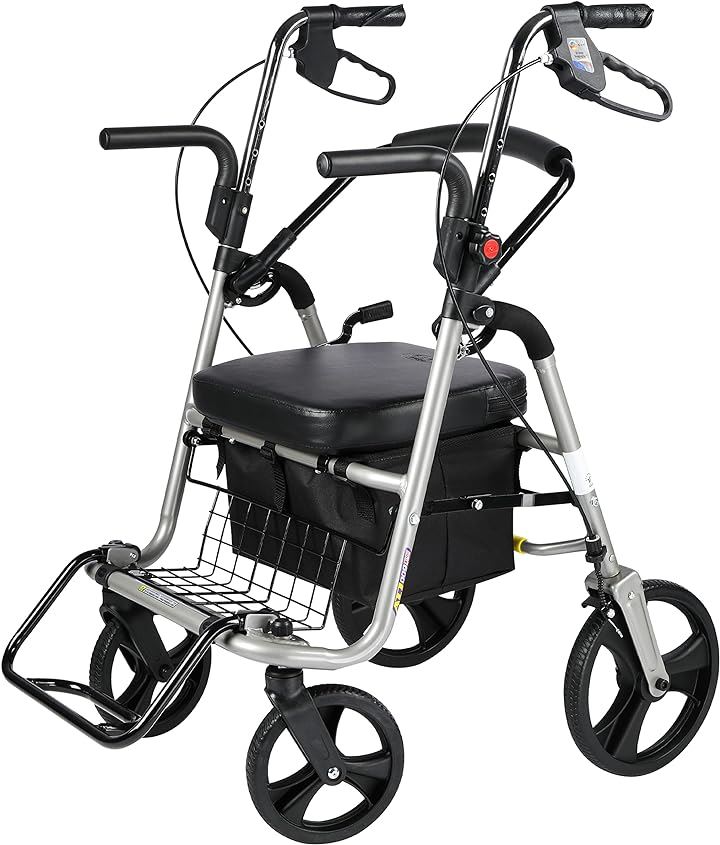 シルバーカー 歩行器 手押し車 ショッピングカート 高さ調節 折り畳み 高齢者用 抑速 駐車ブレーキ 介護用 多機能椅子 四輪歩行器 日本語取扱説明書(09AL)
