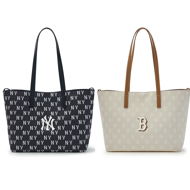 3AORM015N 正規品保証 関税負担なし 韓国限定販売 冬の新商品 クラシックモノグラム ジャカード ショッパーバック ニューヨークヤンキース