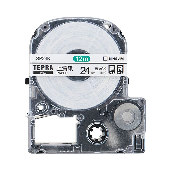 （まとめ） キングジム テプラ PRO テープカートリッジ 上質紙ラベル 24mm 白／黒文字 SP24K 1個 (×4セット)