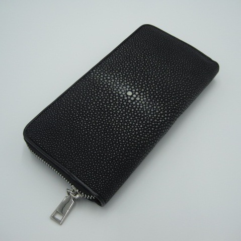 プレゼント発送　 エイ革　スティングレイ　長財布　ラウンドファスナー　高級感　珍品　金運UP