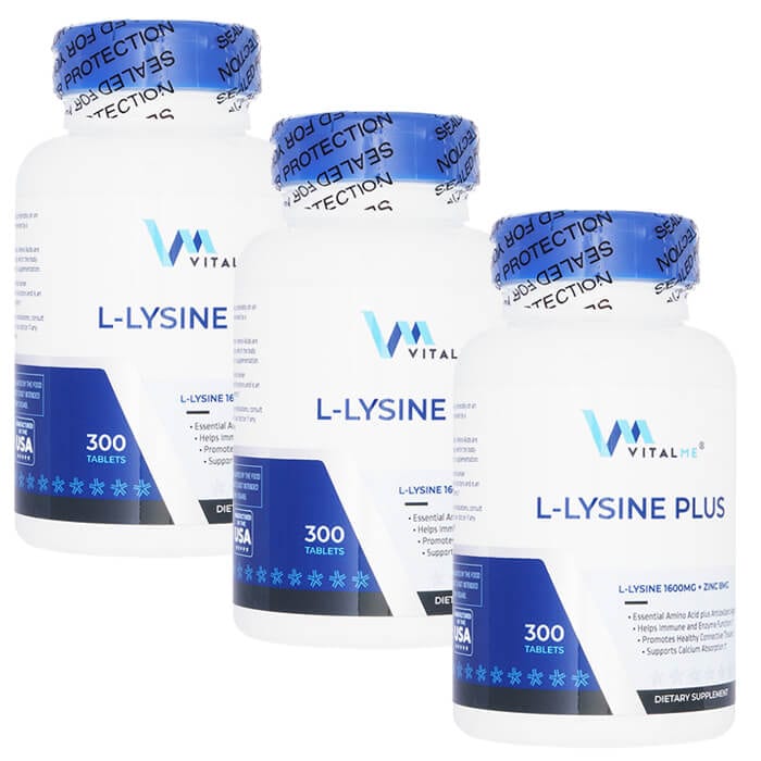 リニューアルで増量！ バイタルミー Lリジンプラス 300錠 3本 VitalMe L-LysinePlus エルリジンプラス亜鉛 ジンク リジン　海外直送 日時指定不可 ヤマト国際便