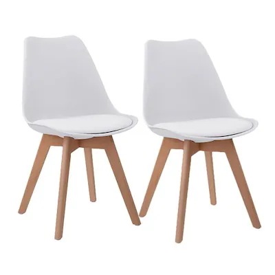 【国内即日発送】2脚 ダイニングチェア イームズチェア クッション付き 天然木脚 北欧